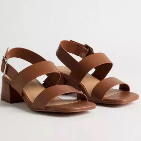 torrid Shoes - torrid Brown Triple-Strap Block Heel Sandals 9.5 WW